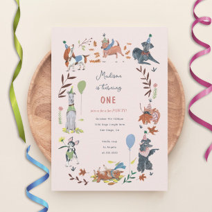 Invitación de cumpleaños fiesta de cachorros perri