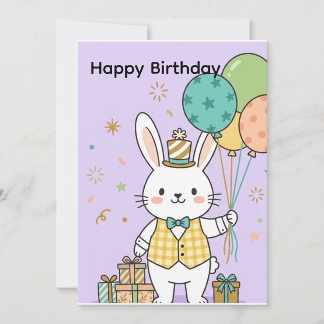 Invitación de Cumpleaños Fiesta de Conejito Adorab (Anverso)
