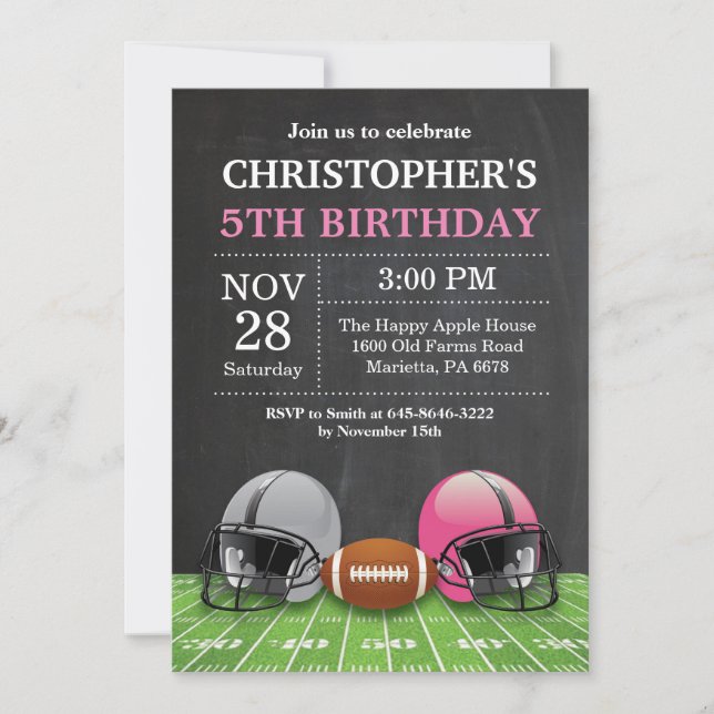 Invitación de cumpleaños fiesta de cumpleaños de f (Anverso)