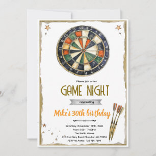 Invitación de cumpleaños fiesta de dardos