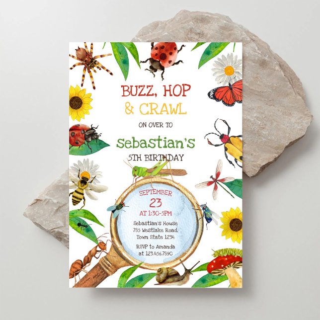 Invitación de cumpleaños fiesta de insectos bichos (Subido por el creador)