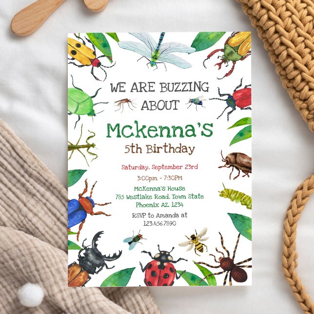 Invitación de cumpleaños fiesta de insectos bichos (Subido por el creador)