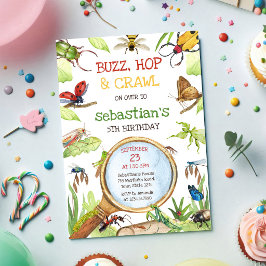 Invitación de cumpleaños fiesta de insectos bichos