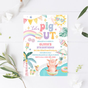 Invitación de Cumpleaños Fiesta de Piscina de Cerd