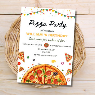 Invitación de Cumpleaños Fiesta de Pizza, Tema de 
