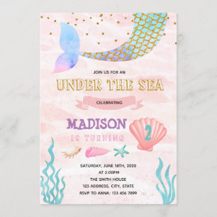 invitación de cumpleaños fiesta de sirena
