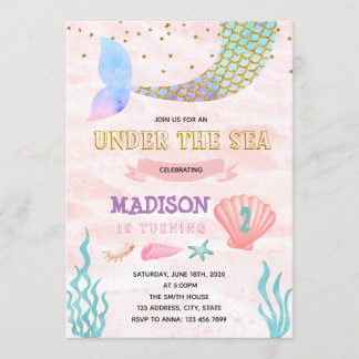 invitación de cumpleaños fiesta de sirena