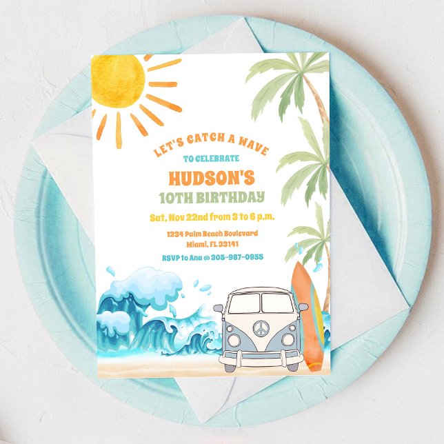 Invitación de Cumpleaños Fiesta de Surf en la Play (Subido por el creador)
