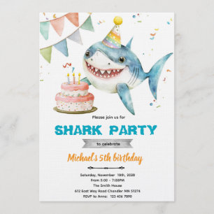 invitación de cumpleaños fiesta de tiburón