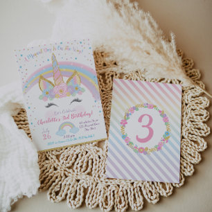 Invitación de cumpleaños fiesta de unicornios
