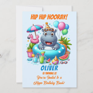 Invitación de cumpleaños Fiesta en la Piscina de H