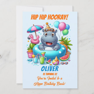 Invitación de cumpleaños Fiesta en la Piscina de H