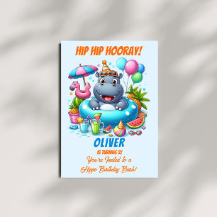 Invitación de cumpleaños Fiesta en la Piscina de H