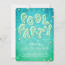 Invitación de cumpleaños Fiesta en la piscina Spli
