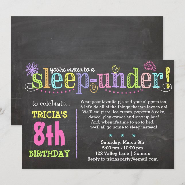 Invitación de cumpleaños Fiesta menor de sueño, Ne (Anverso / Reverso)