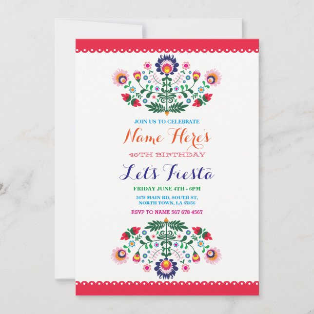 Invitación de cumpleaños Fiesta Mexicana (Anverso)