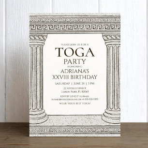 Invitación de Cumpleaños Fiesta Toga con Tema Roma