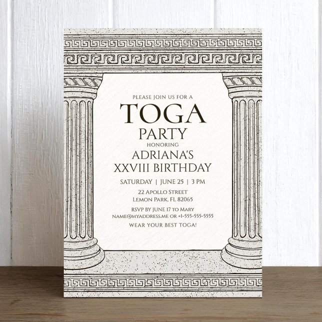 Invitación de Cumpleaños Fiesta Toga con Tema Roma (Subido por el creador)