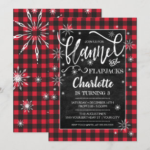 Invitación de cumpleaños Flannel & Flapjacks