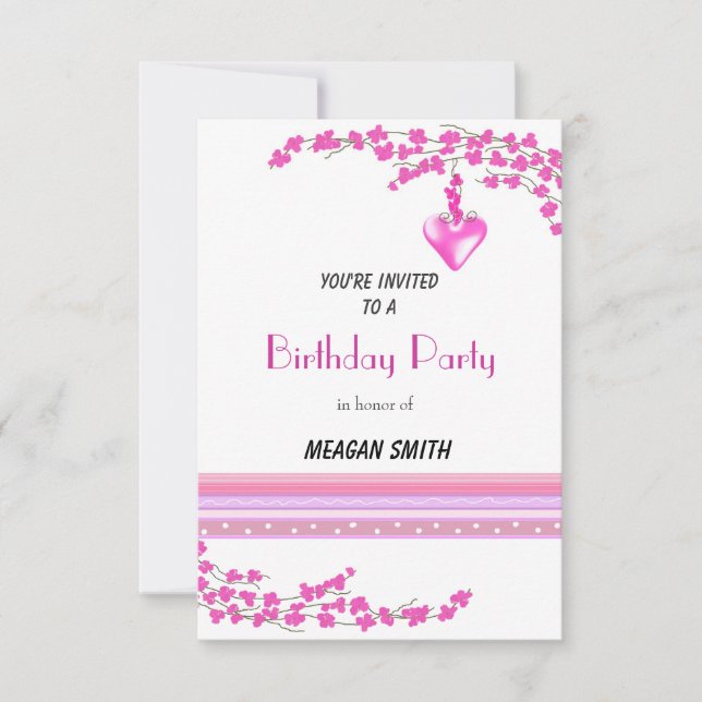 Invitación de cumpleaños Flor de Rosa (Anverso)