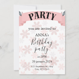invitación de cumpleaños floral