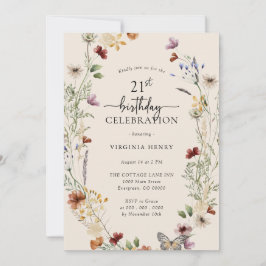 Invitación de cumpleaños floral 21
