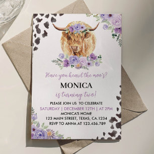 Invitación de cumpleaños floral a Chica de vaca de