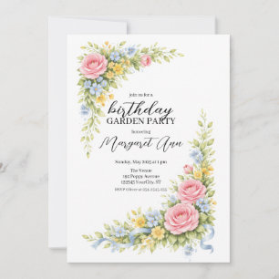 Invitación de cumpleaños floral acuarela femenina