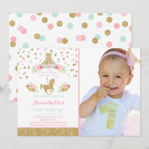 Invitación de cumpleaños Floral Casa de la Moneda