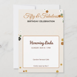 Invitación de cumpleaños floral cincuenta y fabulo