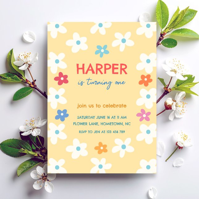 Invitación de cumpleaños floral colorida para el p (Subido por el creador)