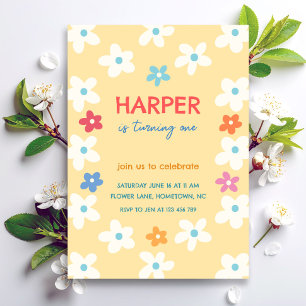 Invitación de cumpleaños floral colorida para prim