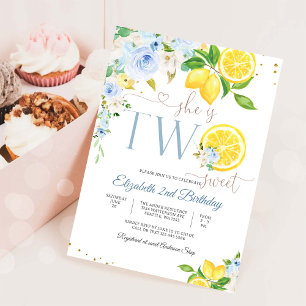 Invitación de cumpleaños floral con limón 2do cump