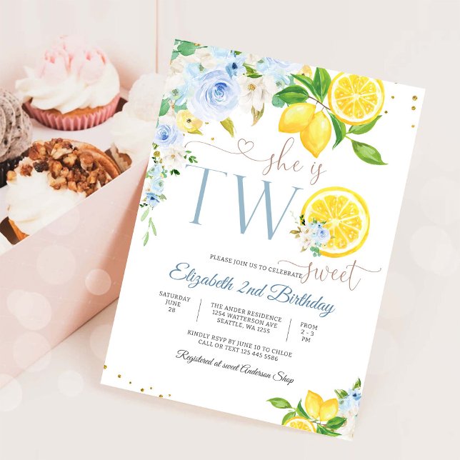 Invitación de cumpleaños floral con limón 2do cump (Subido por el creador)