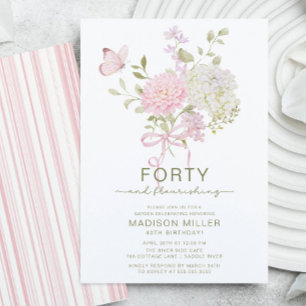 Invitación de cumpleaños floral cuarenta y floreci