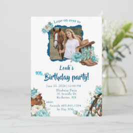 Invitación de cumpleaños floral de caballo occiden