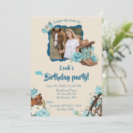 Invitación de cumpleaños floral de caballo occiden