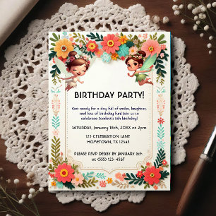Invitación de cumpleaños floral de hada encantada