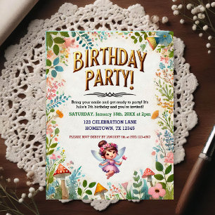 Invitación de cumpleaños floral de hada encantada