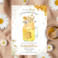 Invitación de cumpleaños floral de Honey Bee Milks