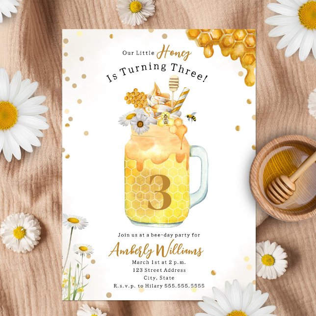 Invitación de cumpleaños floral de Honey Bee Milks (Subido por el creador)
