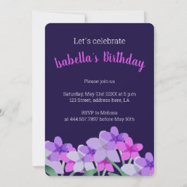 Invitación de cumpleaños floral de Lílac rosa pers