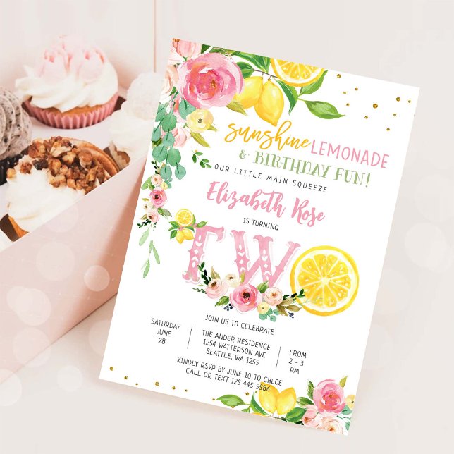 Invitación de cumpleaños floral de limón (Subido por el creador)