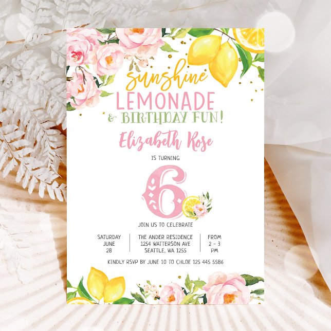 Invitación de cumpleaños floral de limón (Subido por el creador)