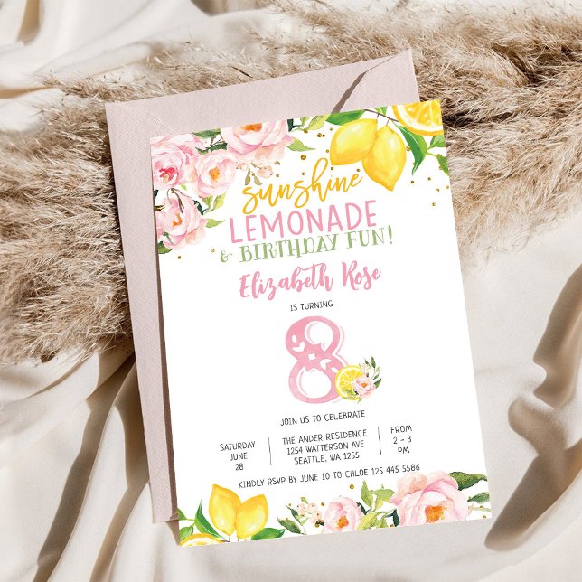 Invitación de cumpleaños floral de limón (Subido por el creador)