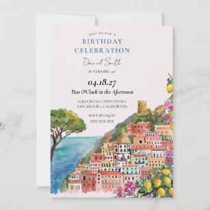 Invitación de cumpleaños floral de limón Amalfi
