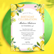Invitación de cumpleaños floral de limón cítrico