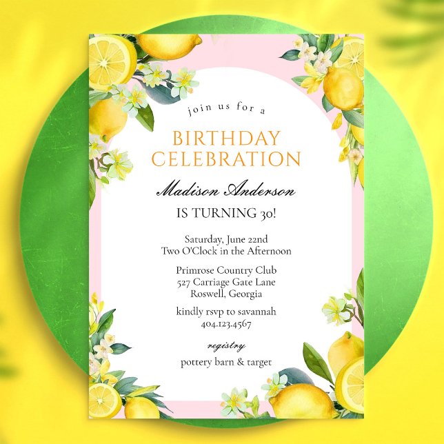 Invitación de cumpleaños floral de limón cítrico (Subido por el creador)
