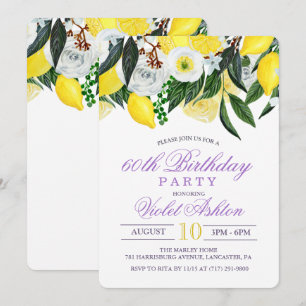 Invitación de cumpleaños floral de limón para cual