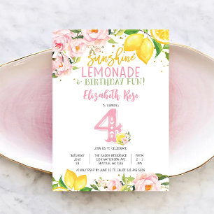 Invitación de cumpleaños floral de limón para niño